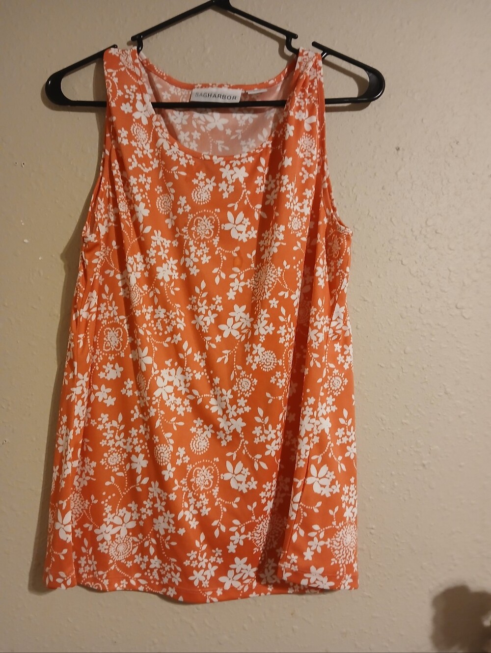 Ragharbor Orange Floral Scoop-Neck Tank